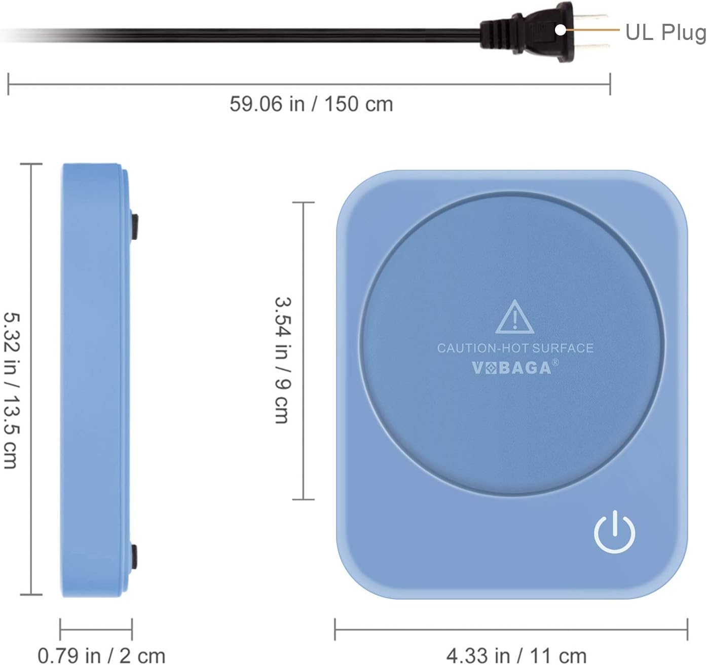 VOBAGA Coffee Mug Warmer for Desk with Auto Shut Off & 3-Temp Settings, Coffee Cup Warmer with Smart Safety Alert Home Office Accessory, Perfect for Coffee, Tea, Milk (No Mug)