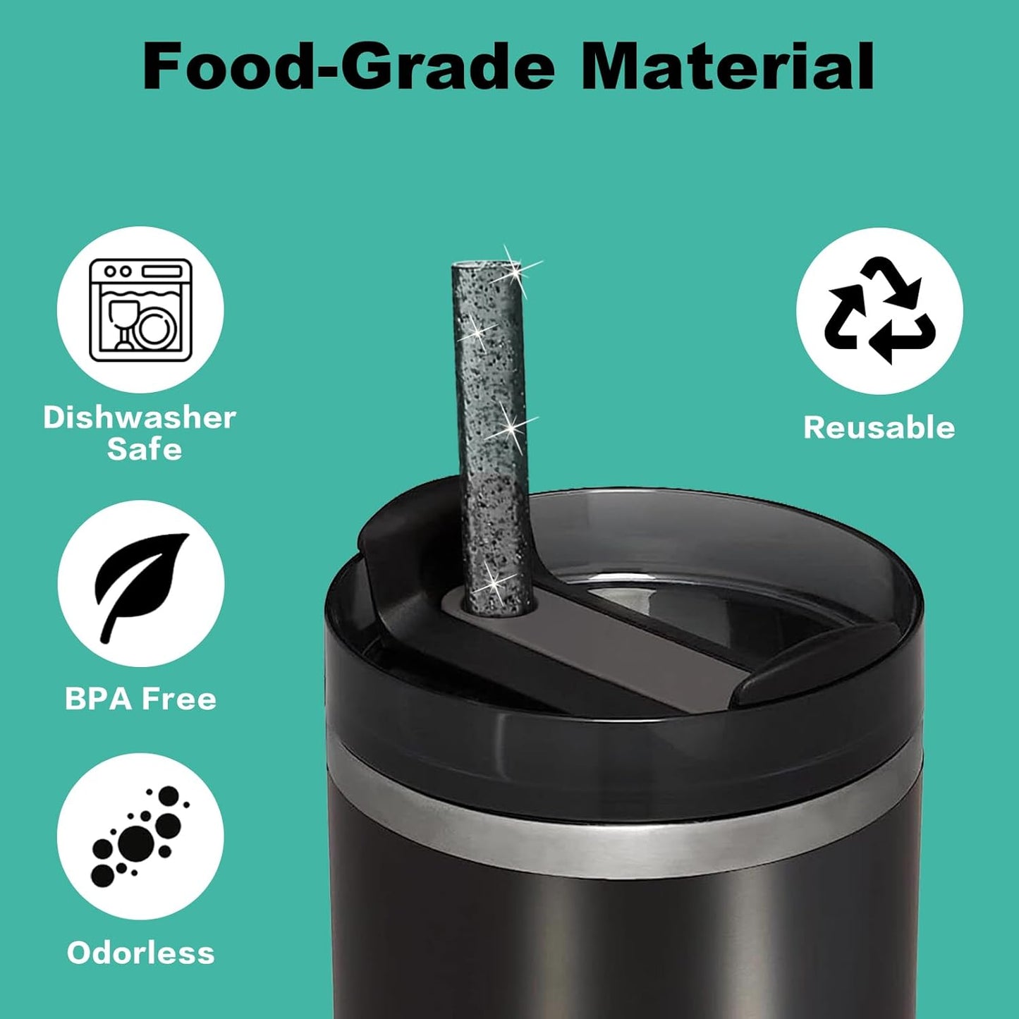 Aillwith 6 PCS Replacement Straws for Stanley Cup 14oz 20oz Tumbler, Reusable Color Drinking Straws with Cleaning Brush for Stanley Cup Accessorie，BPA Free, Dishwasher Safe