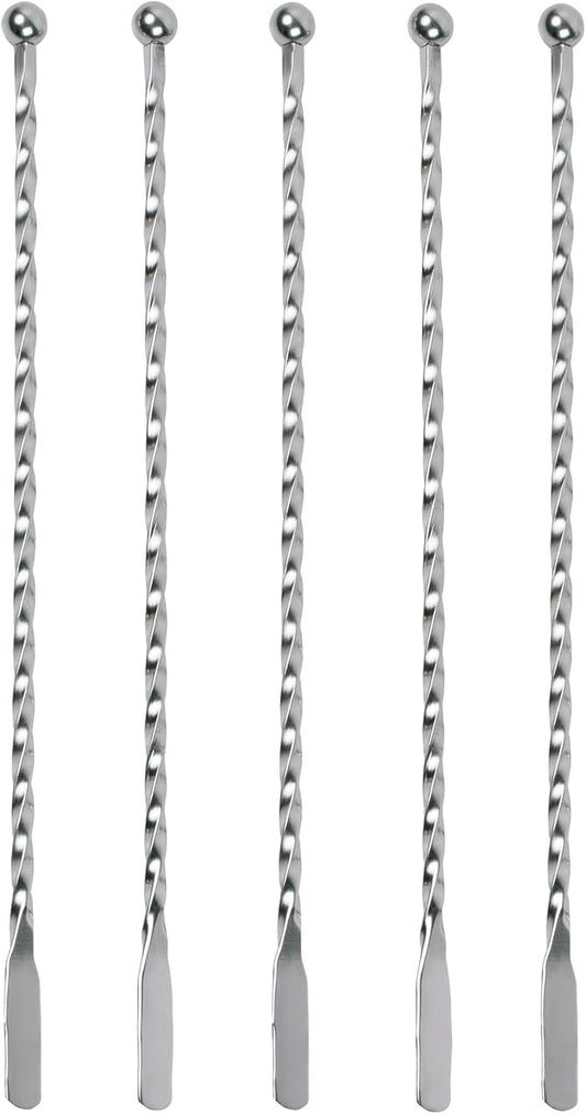HIC Kitchen Reusable Swizzle Sticks, 18/8 Stainless Steel, Set of 5