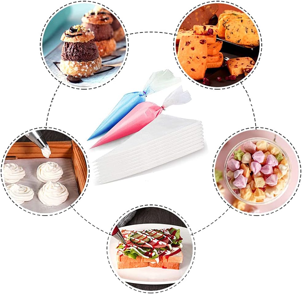 100 Pieces Piping Bags Disposable - Tipless Piping Bags | Pastry Bags | Icing Piping Bags | Frosting Bags for Cake Cookies Baking Decorating