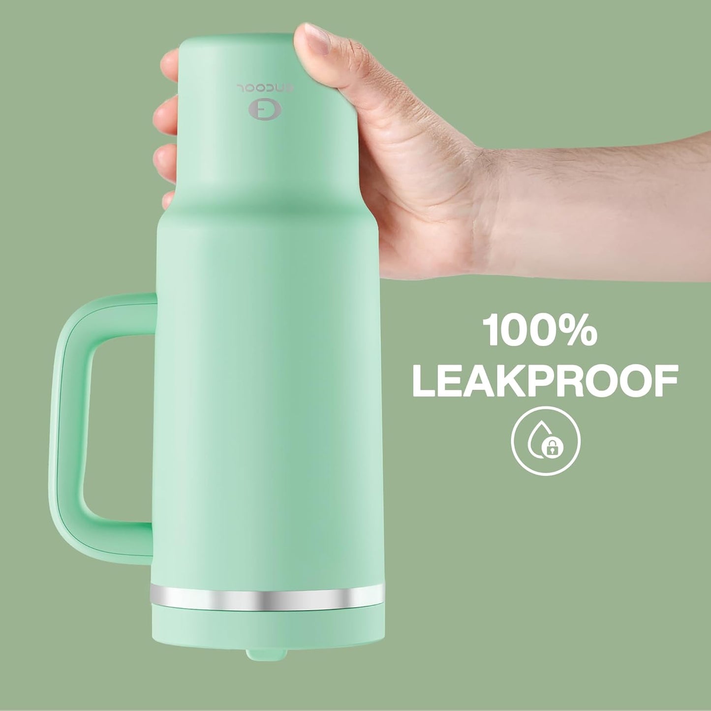 40 oz Tumbler with Handle and Straw: Stainless Steel Insulated Tumbler Keeps Cold for 24 Hours, Leakproof Travel Cup Fits in Cup Holder and BPA-Free,Brook Green