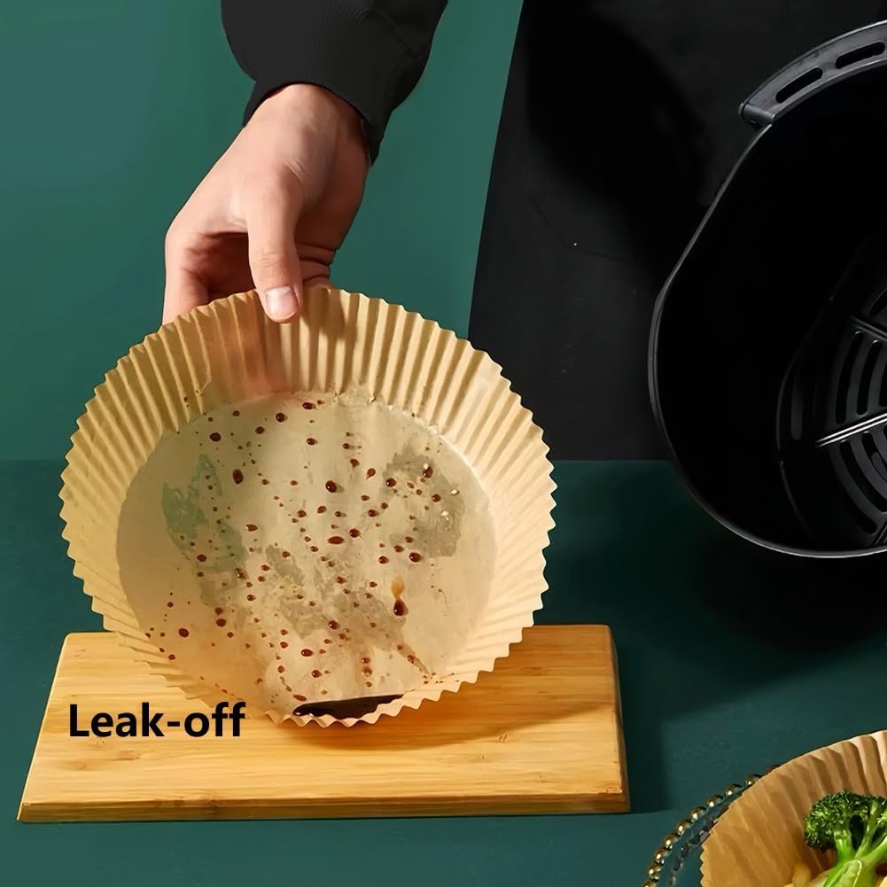 10 Inch Disposable Air Fryer Paper Liners:100 pcs Large Parchment Paper, Oilproof Non-Stick Food Grade Airfryer Liners for Baking Roasting, Microwave Safe