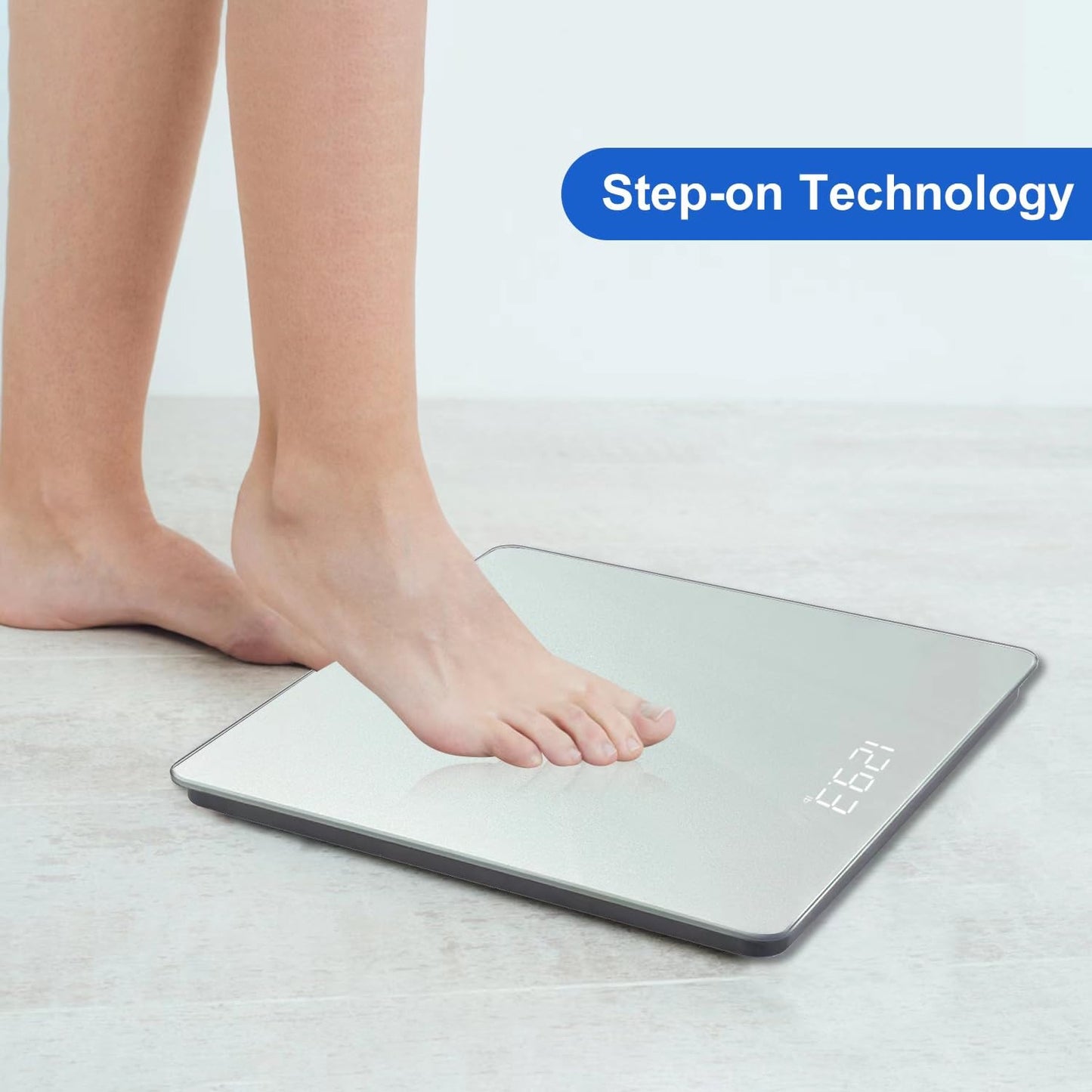 Homebuds Digital Bathroom Scale for Body Weight, Weighing Professional Since 2001, Crystal Clear LED and Step-on, Batteries Included, 400lb/182kg, Silver