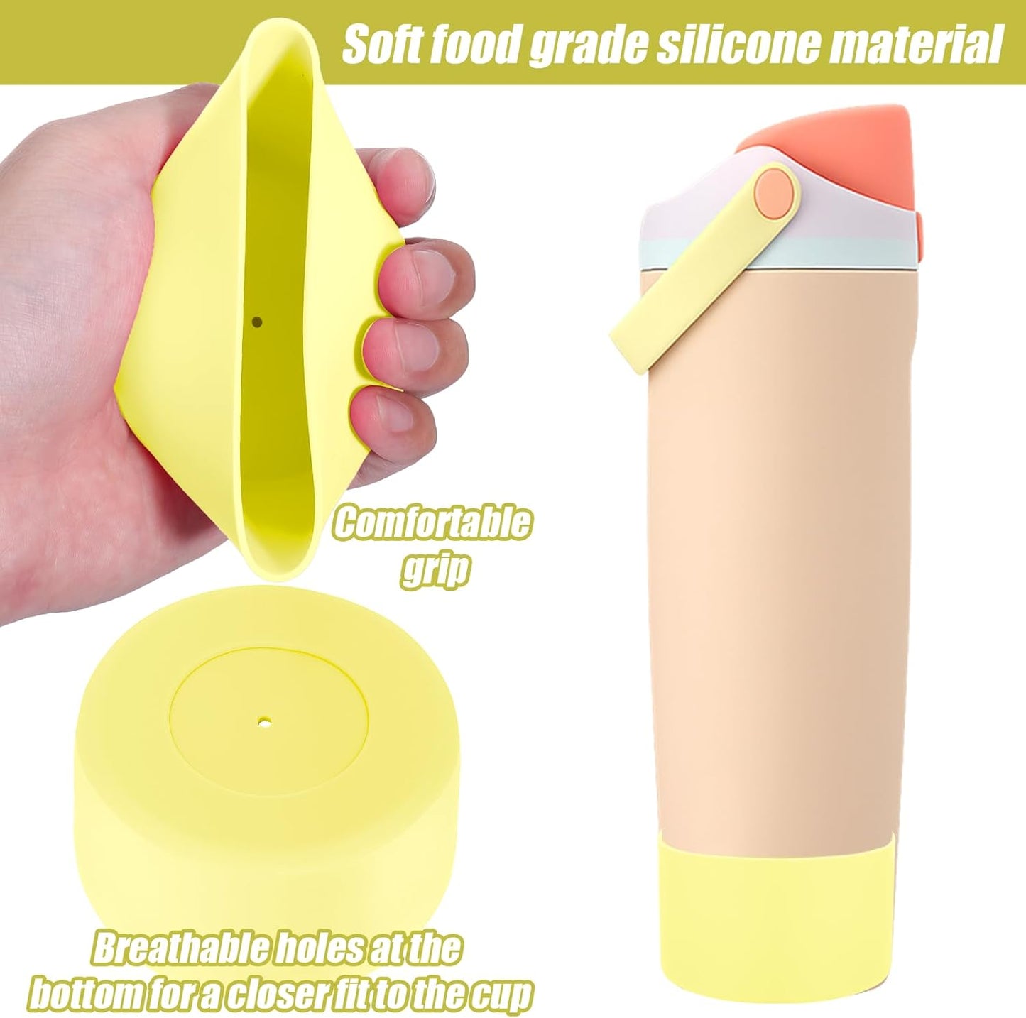 Mity rain 2PCS Protective Silicone Boots for Owala 30oz & 40oz FreeSip Sway Bottles & Tumblers - Accessories for owala, Enhances Stability & Prevents Scratches (Sunny Yellow)
