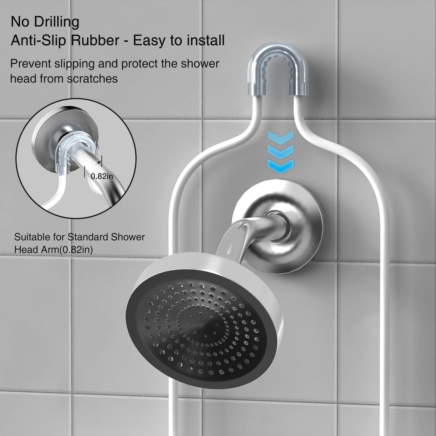 Over Head Shower Caddy - Bathroom Shower Organizer with Soap Holder & 6 Hooks for Towels, White, 76L Capacity, Hanging Mount, Rust Resistant