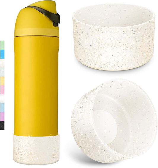 2PCS Glitter Silicone Boot for Owala Water Bottle, Anti-Slip Protective Sleeve for Owala Twist,FreeSip and Flip Stainless Steel Water Bottle, BPA-Free, Dishwasher Safe, Accessories