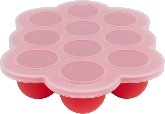 WeeSprout Silicone Baby Food Freezer Tray with Clip-on Lid - Perfect Storage Container for Homemade Baby Food, Vegetable & Fruit Purees, and Breast Milk (Bright Red, Ten 1.5 Ounce Sections)