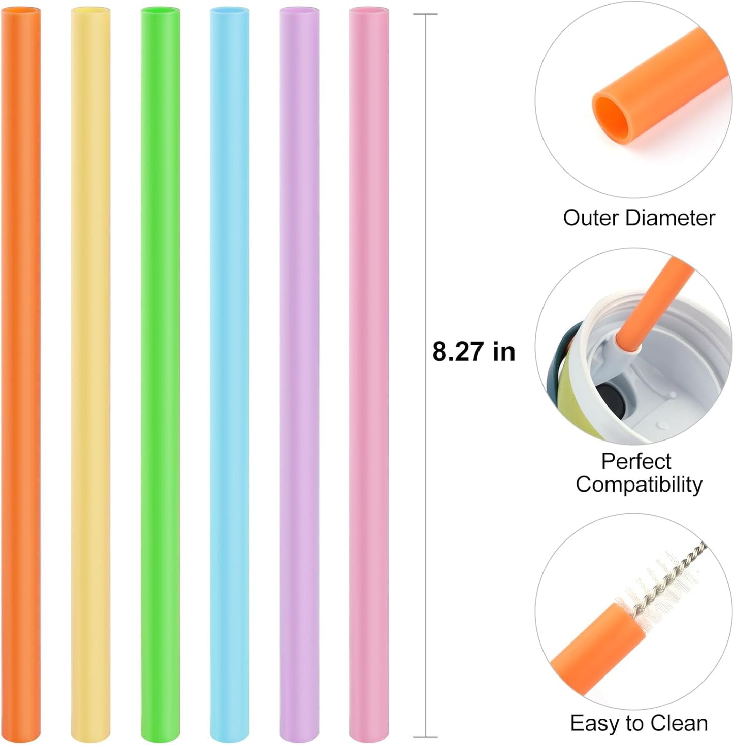 Replacement Straws Compatible with Owala Freepsip 24oz,32oz Water Bottle,Replacement Parts For Owala Free Sip Sway 30 oz,Include 6 BPA-FREE Straws and 1 Cleaning Brush
