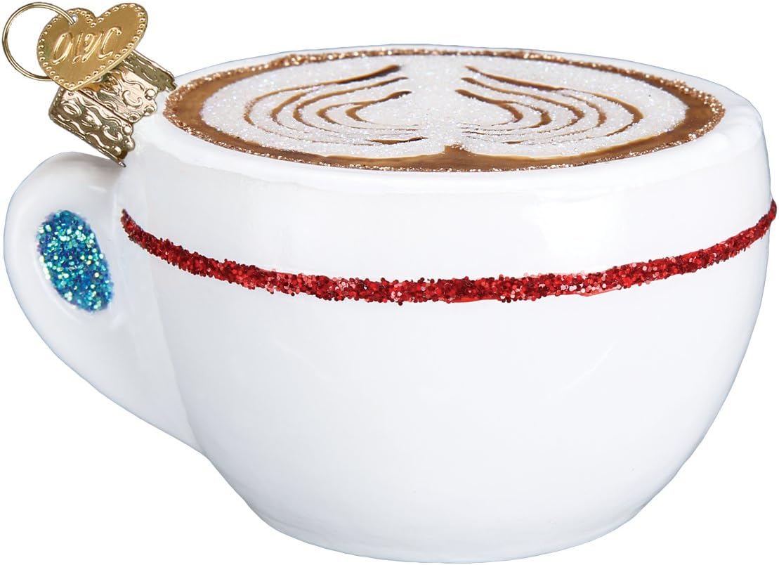 Old World Christmas Cappuccino Glass Blown Ornament for Christmas Tree, Handcrafted Holiday Decoration, Coffee Collection