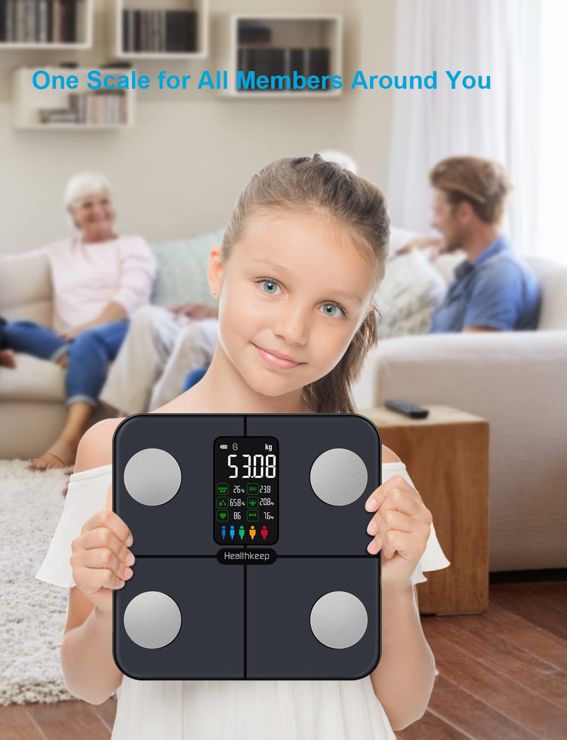 Digital Bluetooth Body Fat Scale – Ultra‑Precise Smart Bathroom Weight Scale with 15 Body Composition Metrics, Large Backlit Display, App Sync (Fitdays, Apple Health, Google Fit) & Multi‑User Profiles