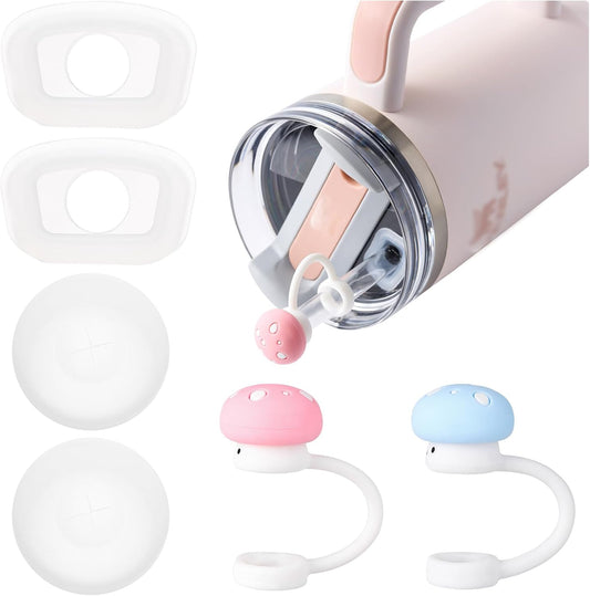 Spill Stopper Set Compatible with Stanley Cup 40oz 30oz, Cup Accessories Including Mushroom Straw Cover Cap and Leak Stopper set