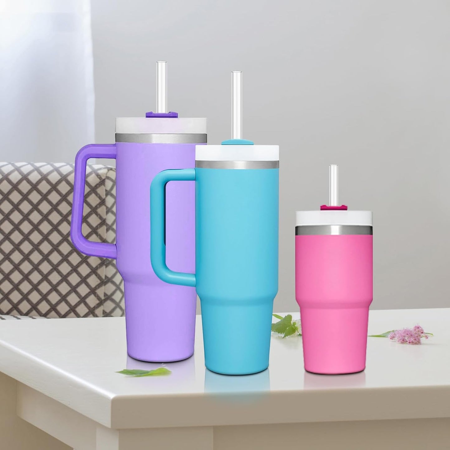 Aillwith 6 PCS Replacement Straws for Stanley Cup 40 oz 30 oz 64 oz Tumbler, Reusable Drinking Straws with Cleaning Brush for Stanley Cup Accessorie, BPA Free, Dishwasher Safe