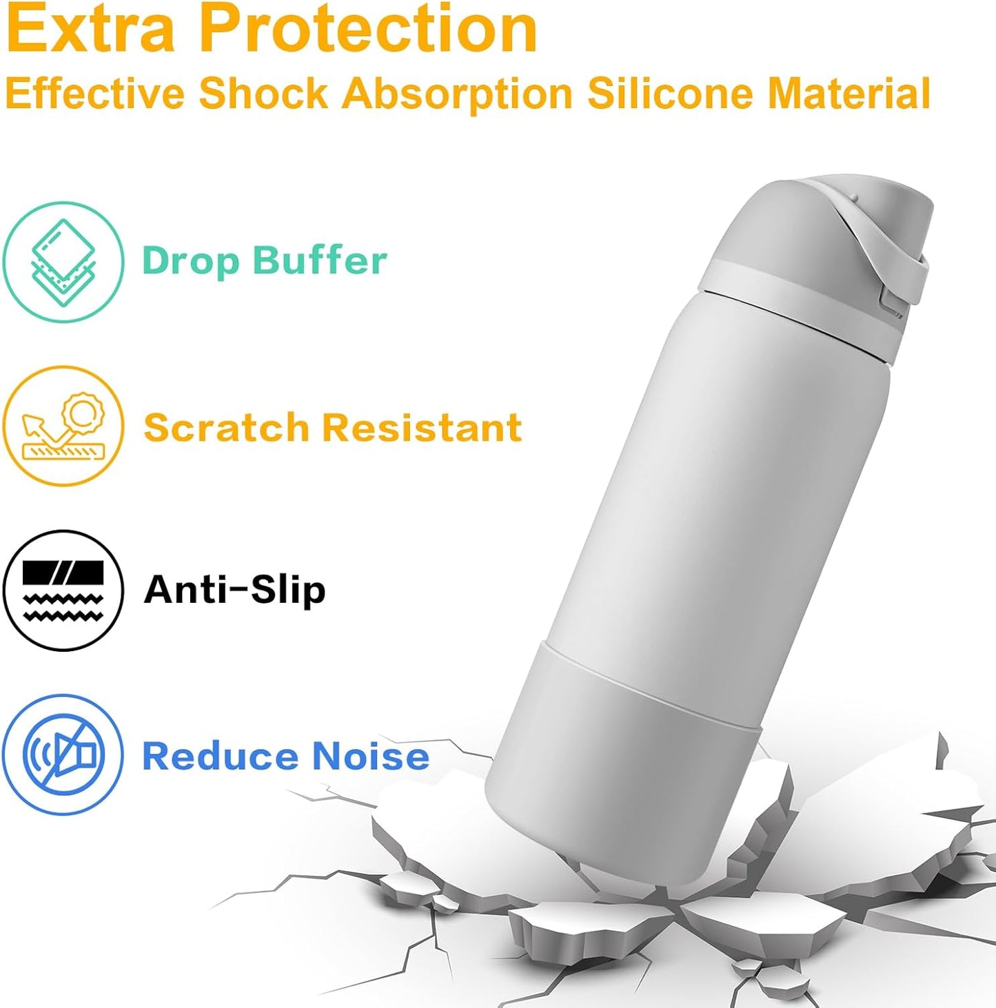 2PCS Silicone Water Bottle Boot for Owala 24oz 32oz 40oz, Protective Bottom Bumper Anti-Slip Sleeve for FreeSip, Twist, and Flip Stainless Steel Bottles, Dishwasher Safe and BPA Free