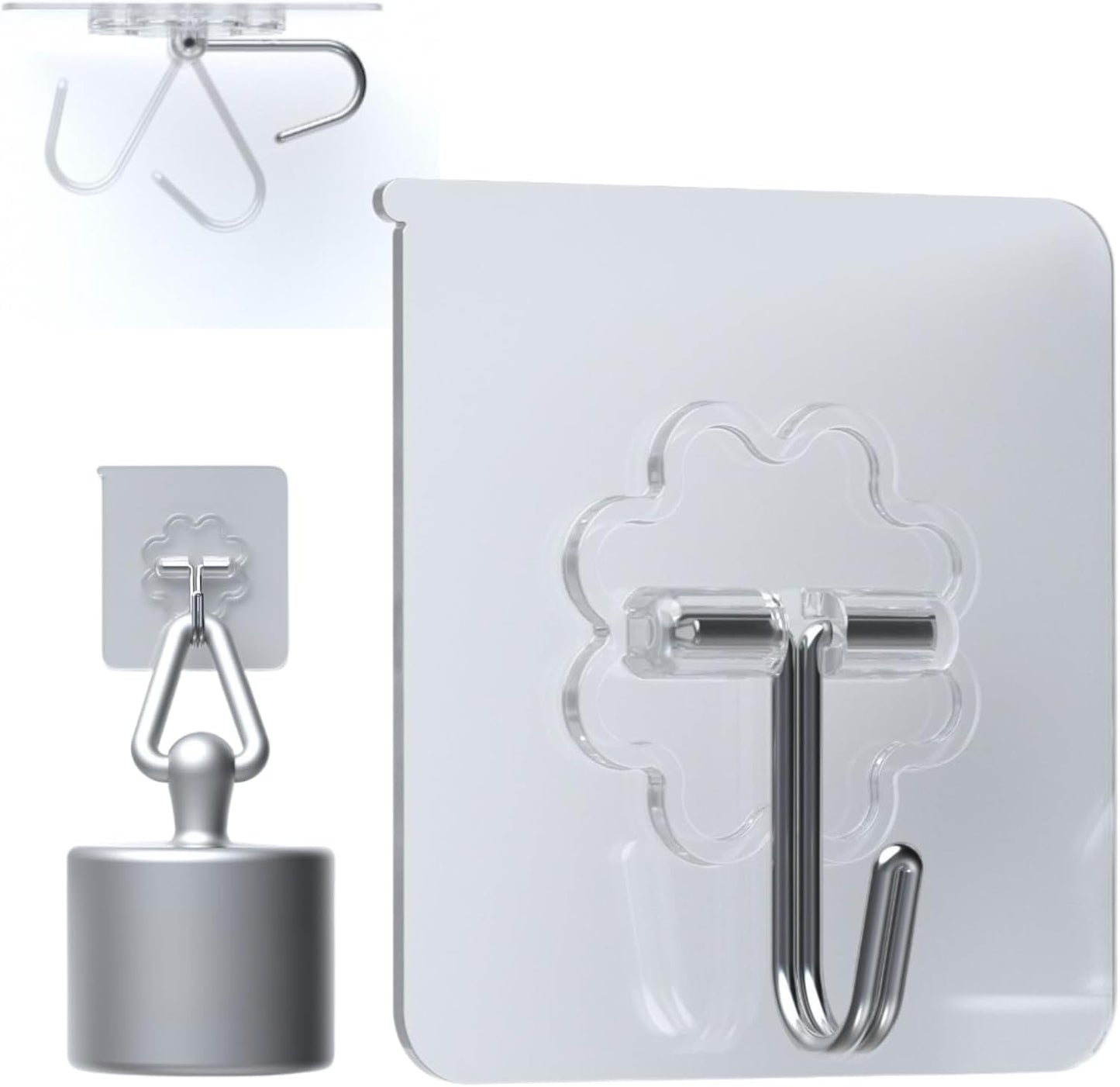 DDMY 36 Pack Heavy Duty Hooks Self Adhesive Large Hooks for Hanging,Wall Transparent Reusable Waterproof Hook for Kitchen Curtain Towel Hook for Bathrooms Coat Hook for Walls No Damage