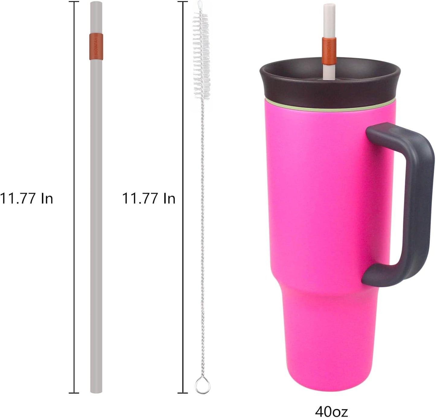 Replacement Straws for Owala 40oz Tumbler, with 1 Brush,6 Pack (Grey-orange)