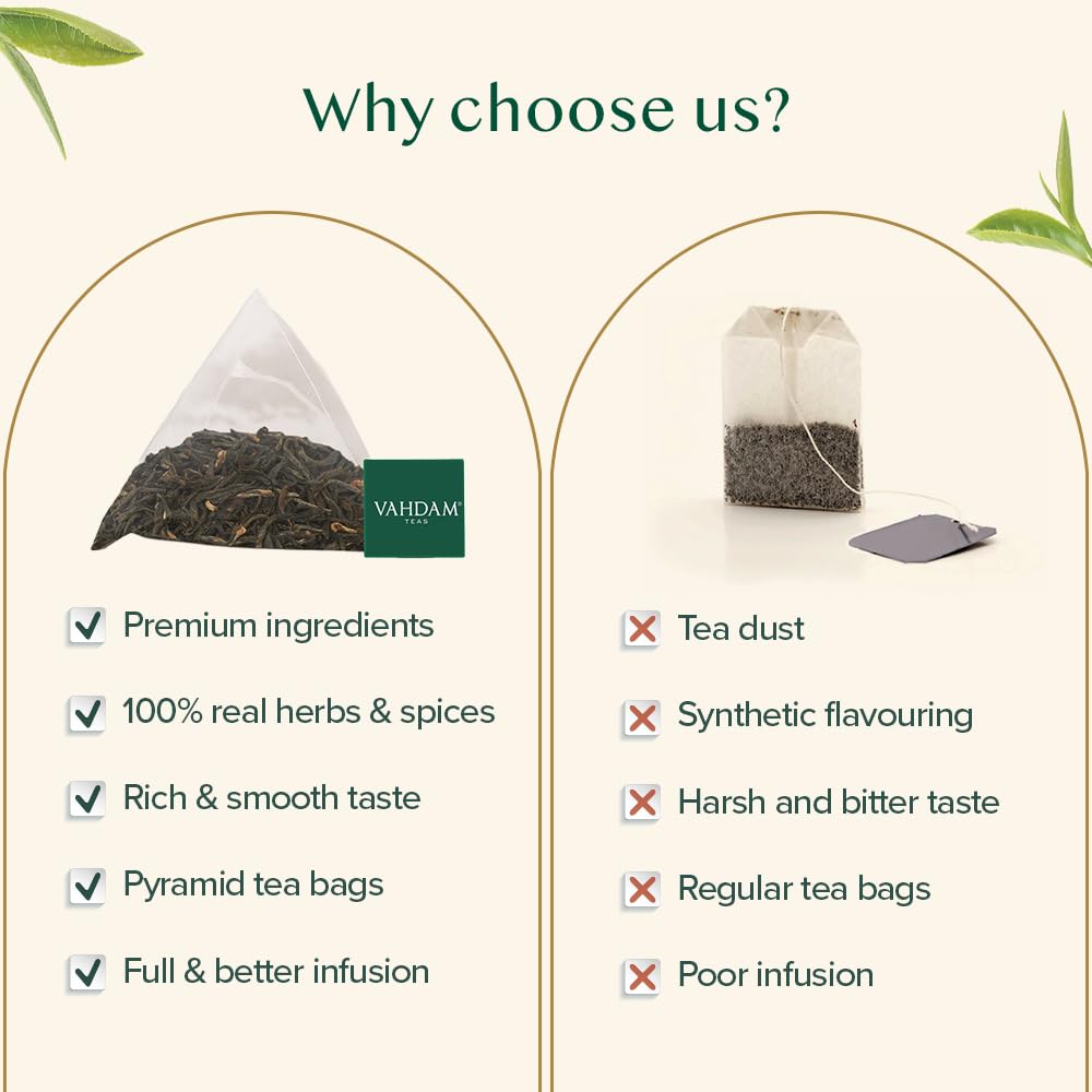 VAHDAM, Assam Exotic Black Tea Bags (100 Count) High Caffeine, Gluten Free, Full Bodied | Pyramid Tea Bags | Strong, Robust & Flavoury | Direct from Source