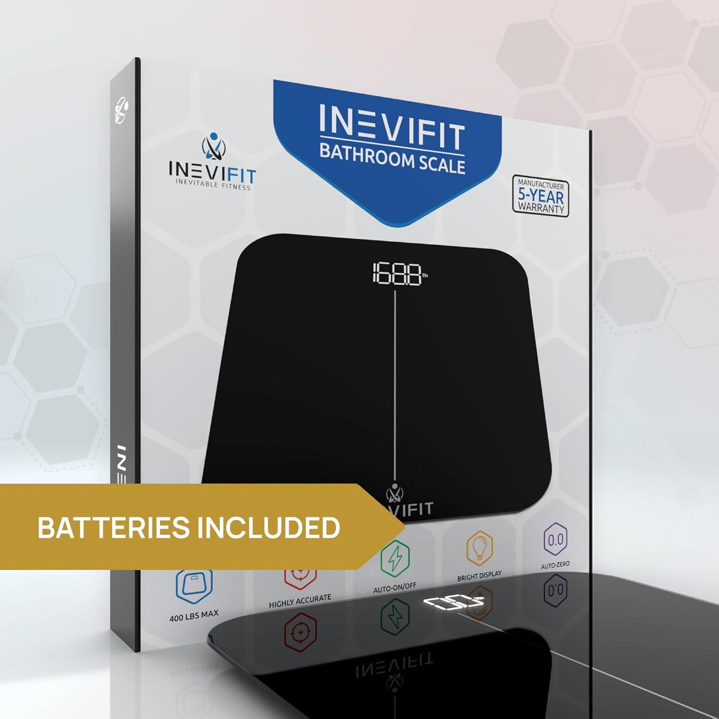 INEVIFIT Premium Bathroom Scale, Highly Accurate Digital Bathroom Body Scale, Precisely Measures Weight up to 400 lbs