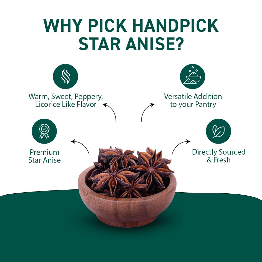 HANDPICK Star Anise Whole (200g/7oz) Gluten Free, 100% Raw Whole Chinese Pods, Premium Quality, Direct from Source, Packed in Resealable Zip Lock Pouch