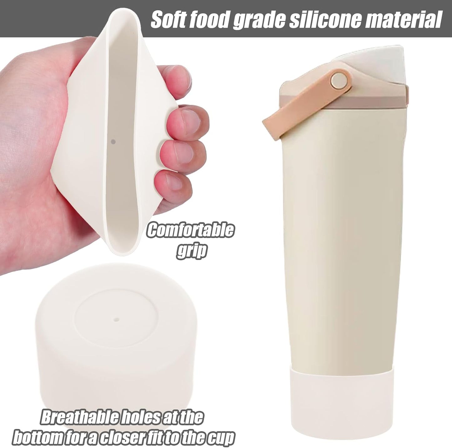 Mity rain 2PCS Protective Silicone Boots for Owala 30oz & 40oz FreeSip Sway Bottles & Tumblers - Accessories for owala, Enhances Stability & Prevents Scratches (Apricot Beige)