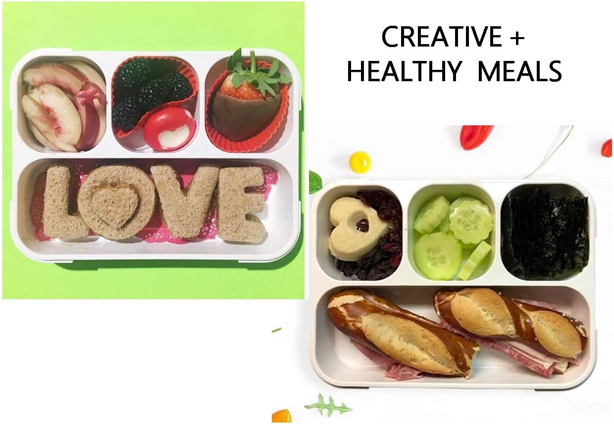 kinsho Bento-Box Lunch-Box for Kids Toddlers, Lunch and Snack Containers for Daycare, School, Boys & Girls, BPA-Free, Utensils Included (Chartreuse Forest + Purple Rainbow, 2 Pack)