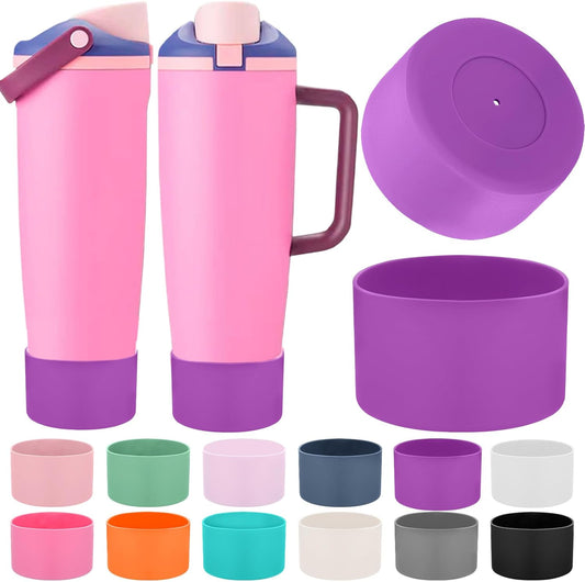 Mity rain 2PCS Protective Silicone Boots for Owala 30oz & 40oz FreeSip Sway Bottles & Tumblers - Accessories for owala, Enhances Stability & Prevents Scratches (Purple)