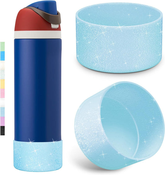 2PCS Glitter Silicone Boot for Owala Water Bottle, Anti-Slip Protective Sleeve for Owala Twist,FreeSip and Flip Stainless Steel Water Bottle, BPA-Free, Dishwasher Safe, Accessories