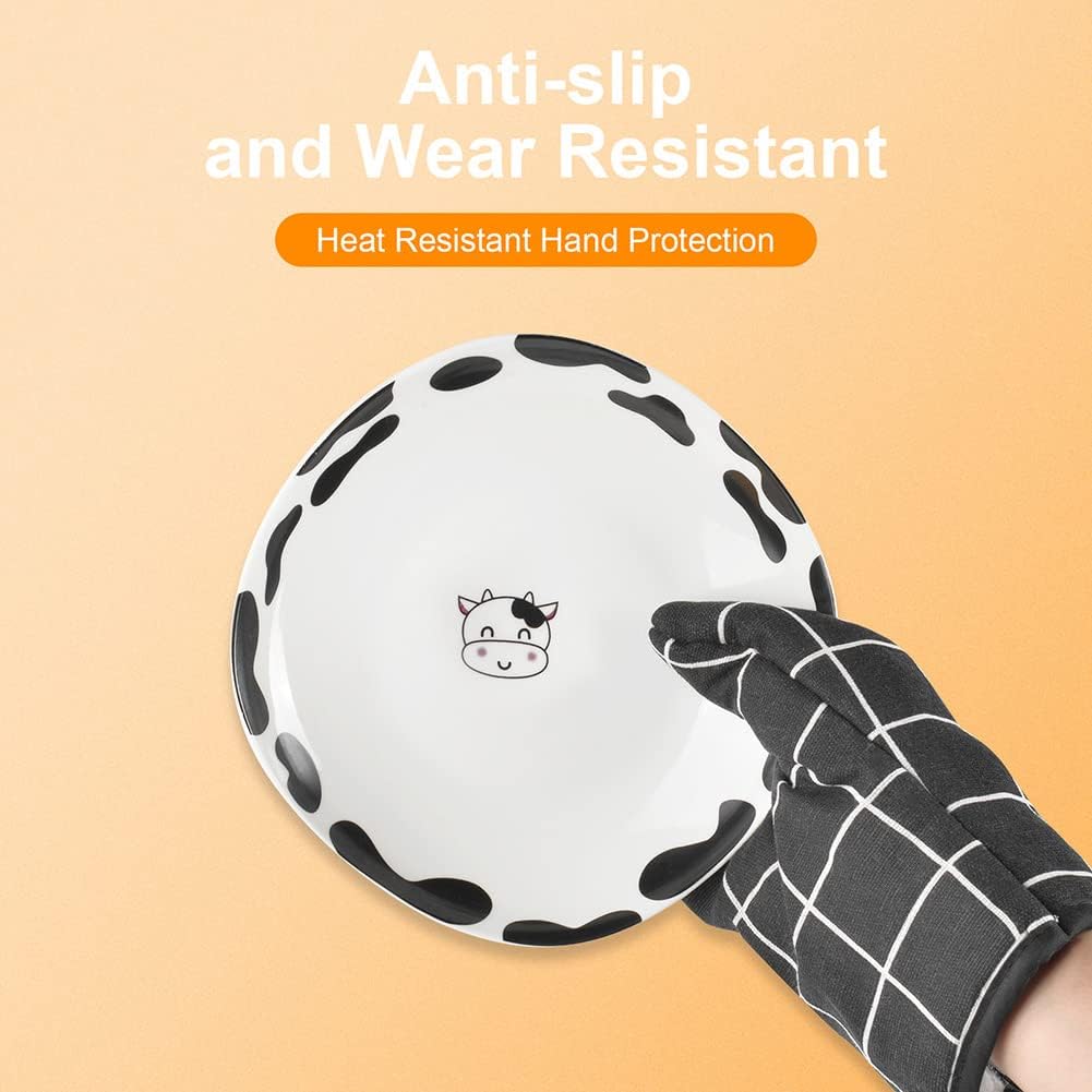 AUAUY Oven Mitts and Pot Holders 6PCS Set, 392°F Heat Resistant Cooking Gloves and Hot Pads Baking Mittens Grilling Gloves BBQ Gloves Non-Slip Kitchen Mittens for Oven Cooking Baking Grilling