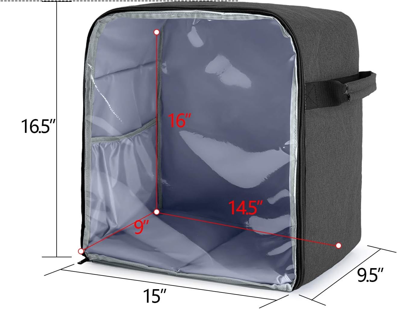 Luxja Dust Cover Compatible with 6-8 Quart KitchenAid Mixers (with a Bottom Padding Pad), Dust Cover (Clear Front Panel) for Stand Mixers and Extra Accessories, Black (Patented Design)