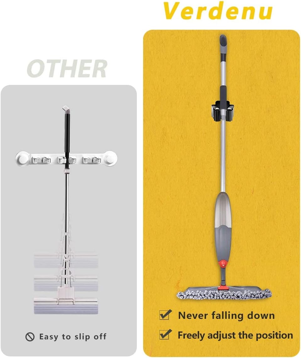 6 Pack Broom Holder Wall Mount, Stainless Steel Command Broom Holder with Screws, Mop Wall Mount Holder,Garden Tool Rack Wall Mount for Kitchen, Home, Bathroom, Garage Storage (15 Pack)