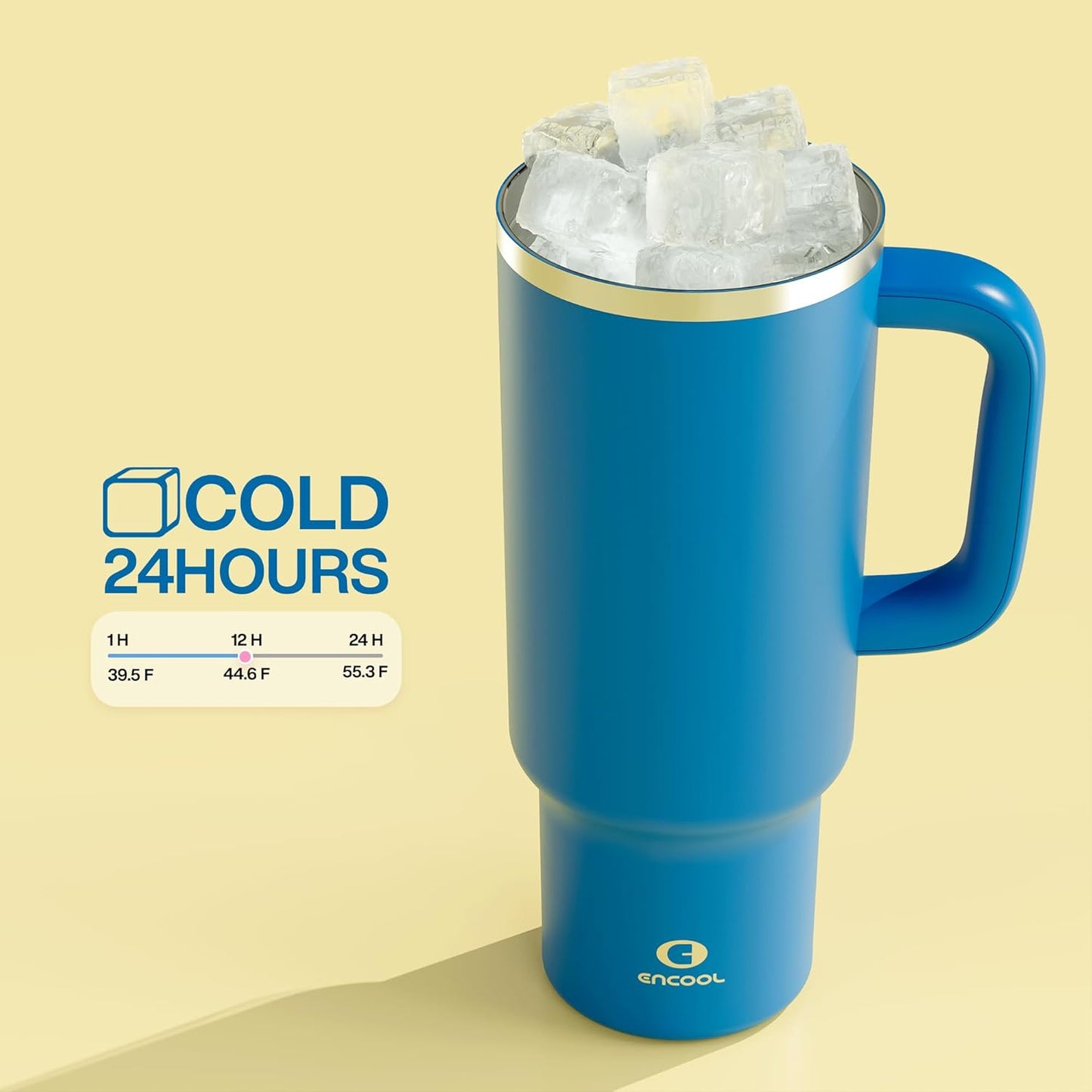 40 oz Tumbler with Handle and Straw: Stainless Steel Insulated Tumbler Keeps Cold for 24 Hours, Leakproof Travel Cup Fits in Cup Holder and BPA-Free,Celtic Blue