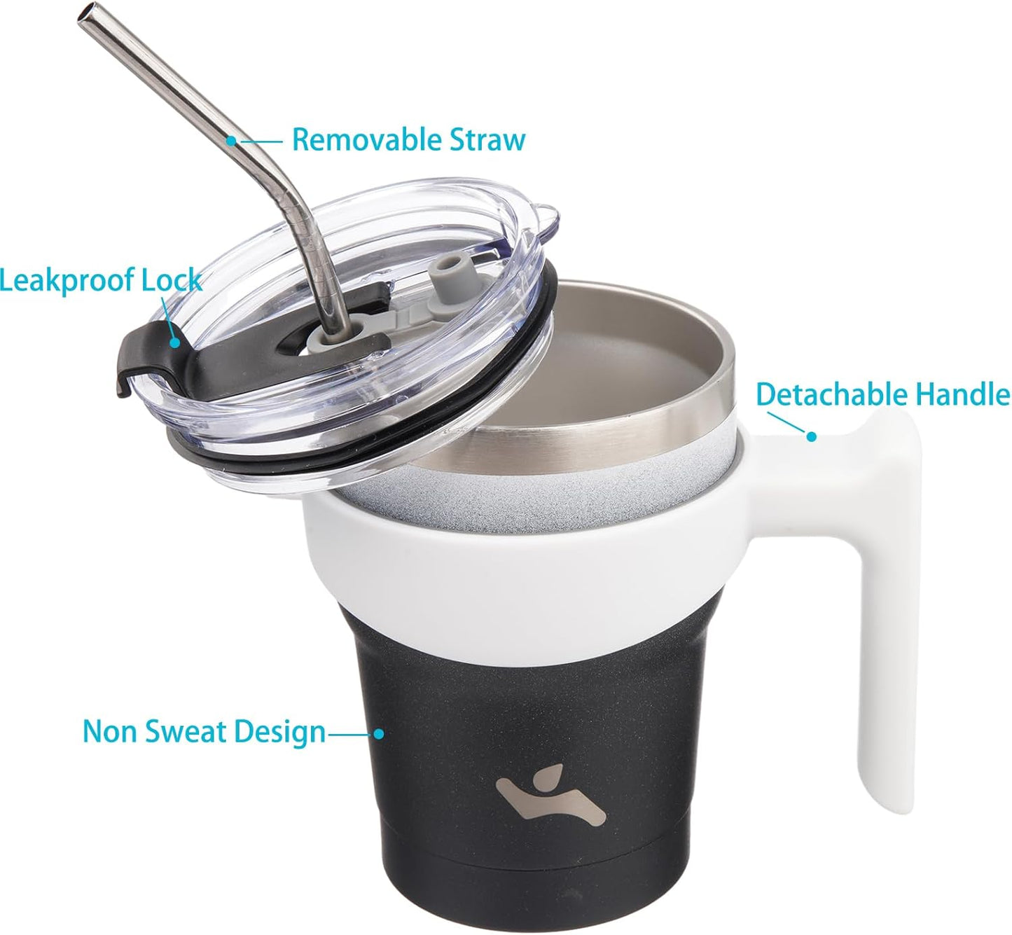 10 oz Tumbler with Handle and 2 Straw 2 Lid, Insulated Water Bottle Stainless Steel Vacuum Cup Reusable Travel Mug,Day Night