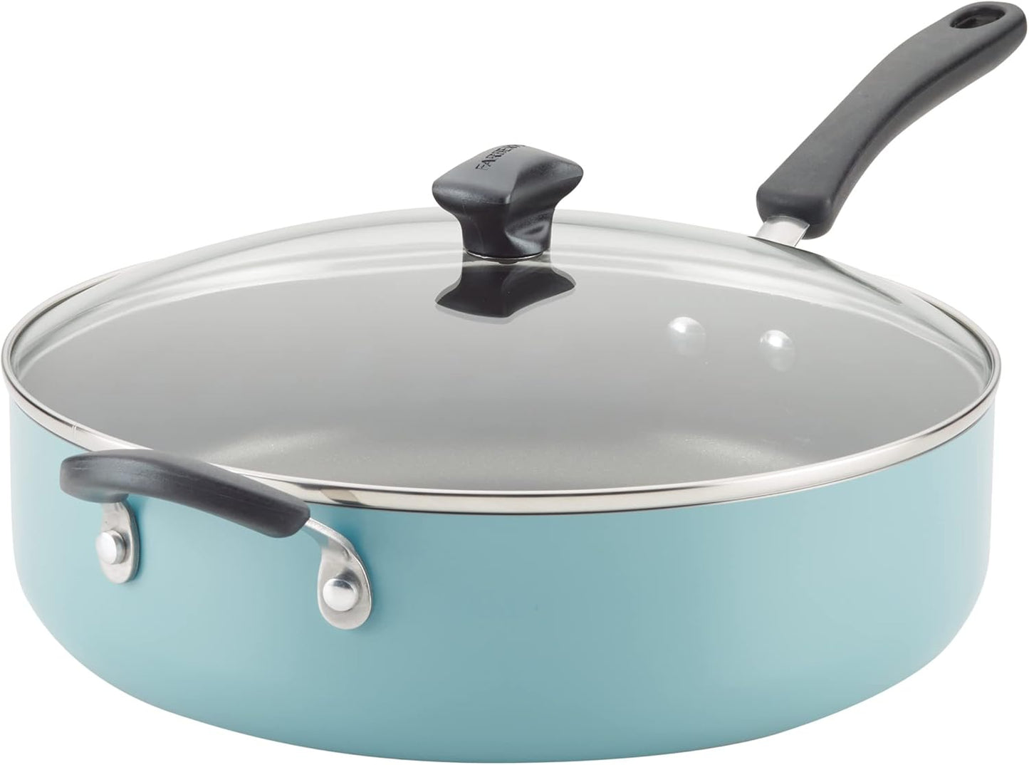 Farberware Cookstart DiamondMax Nonstick Jumbo Cooker with Lid and Helper Handle, Dishwasher Safe, 6 Quart - Aqua