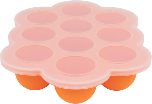 WeeSprout Silicone Freezer Tray with Clip on Lid Perfect Food Storage Container for Homemade Baby Food, Vegetable, Fruit Purees, and Breast Milk (Bright Orange, Ten 1.5 Ounce Sections)