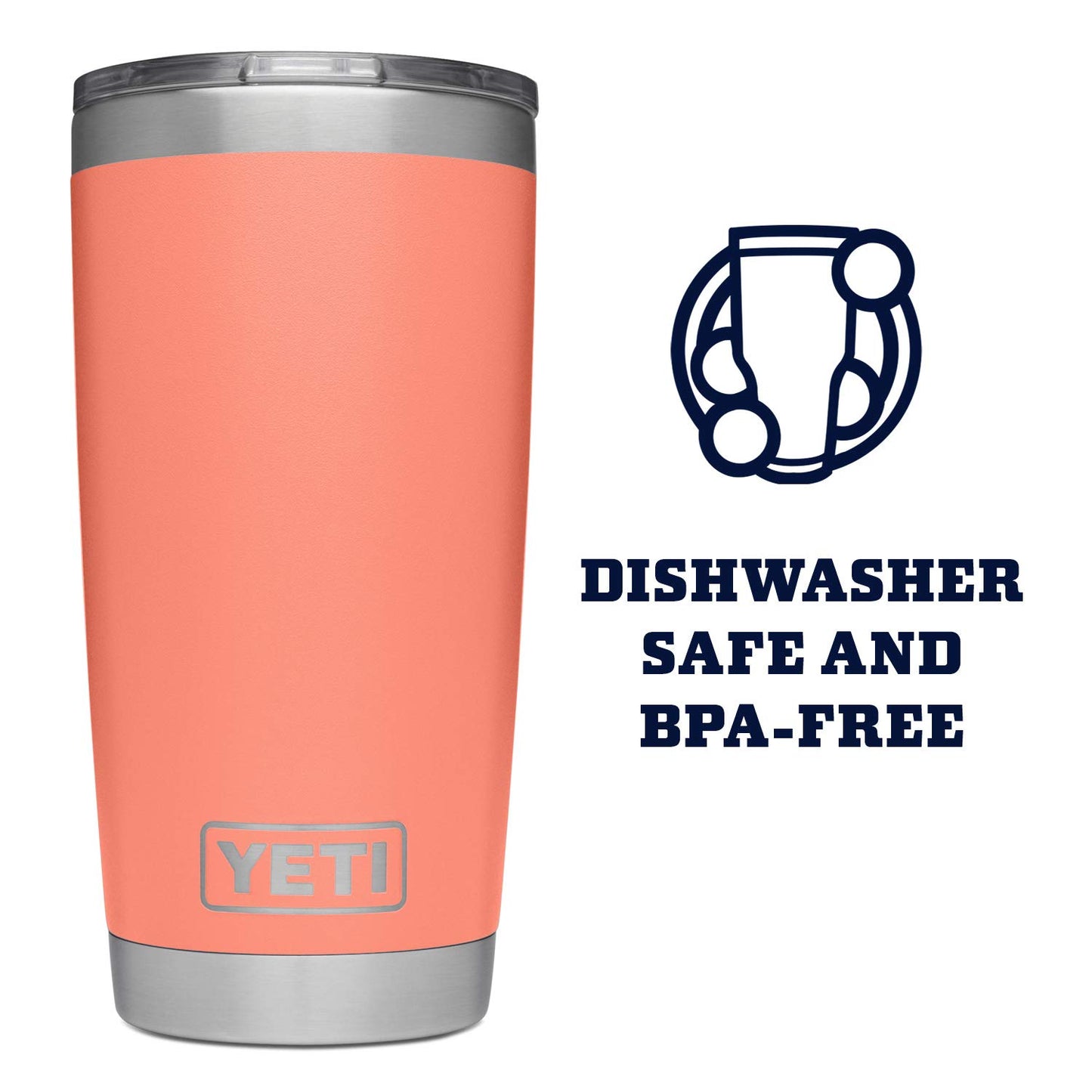 YETI Rambler 20 oz Tumbler, Stainless Steel, Vacuum Insulated with MagSlider Lid, Coral