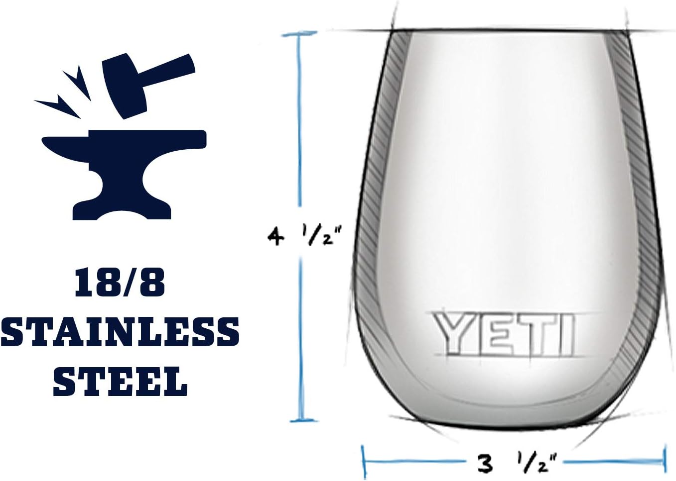 YETI Rambler 10 oz Wine Tumbler, Vacuum Insulated, Stainless Steel, 2 Pack