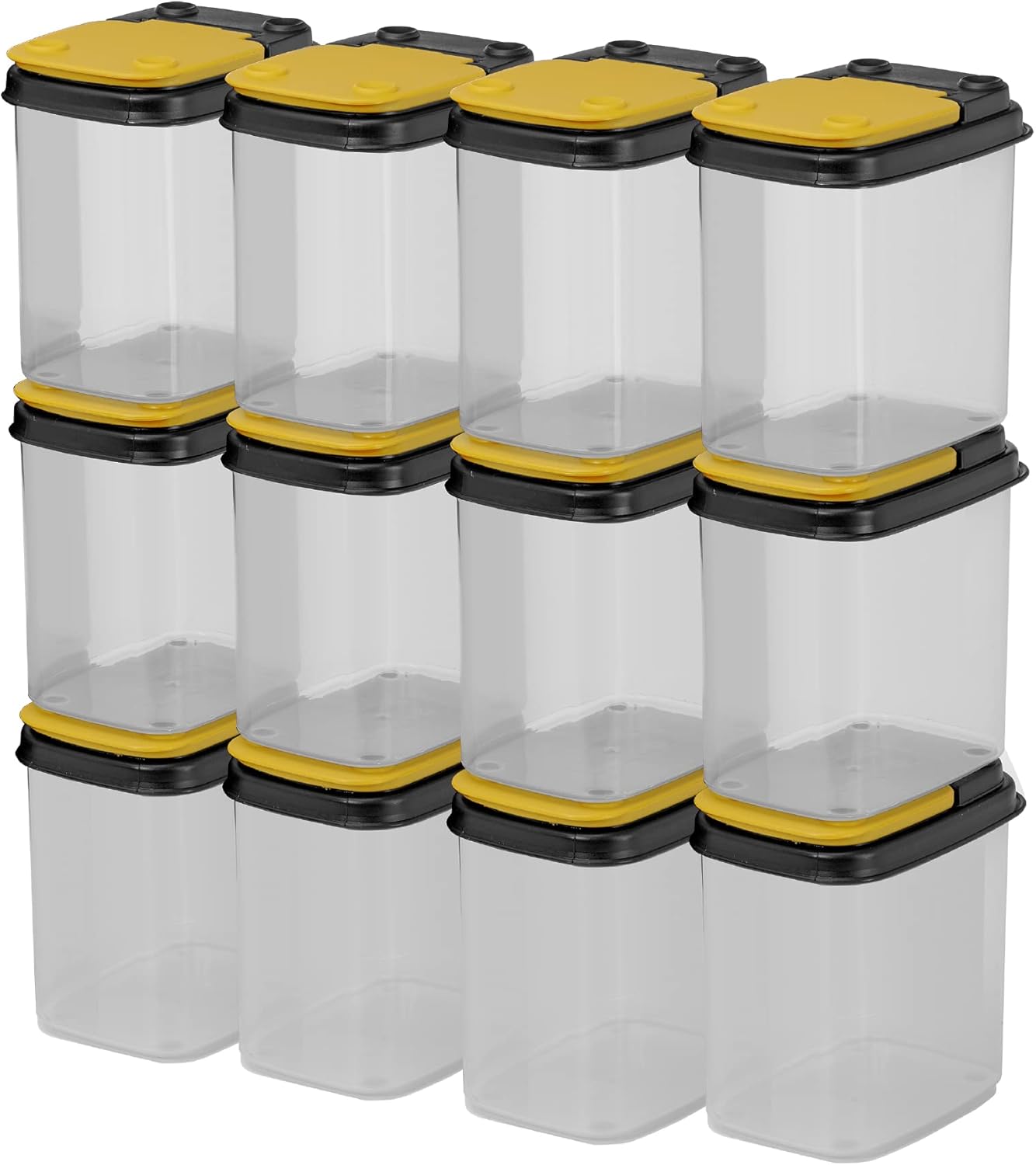 Buddeez Bits and Bolts Storage Containers - Storage Bins with Lids - Bulk Organizer for Workshop, Pantry, or Garage Supplies - 1 Quart 12 Pack