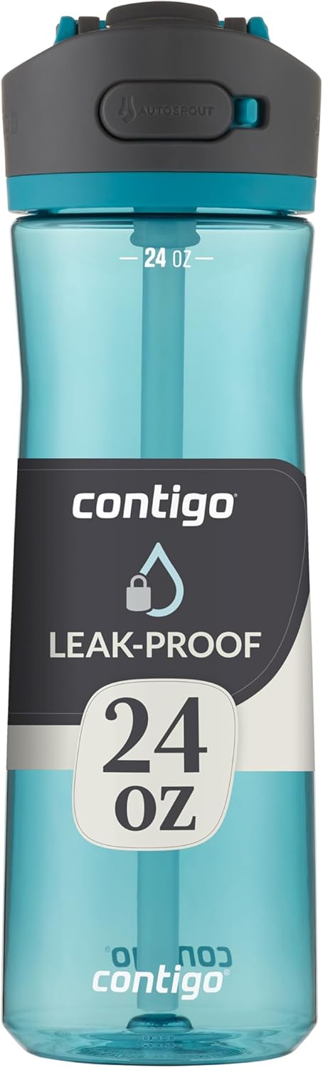 Contigo Ashland 2.0 Leak-Proof Water Bottle with Lid Lock and Angled Straw, Dishwasher Safe, Interchangeable Lid, 24oz, Juniper