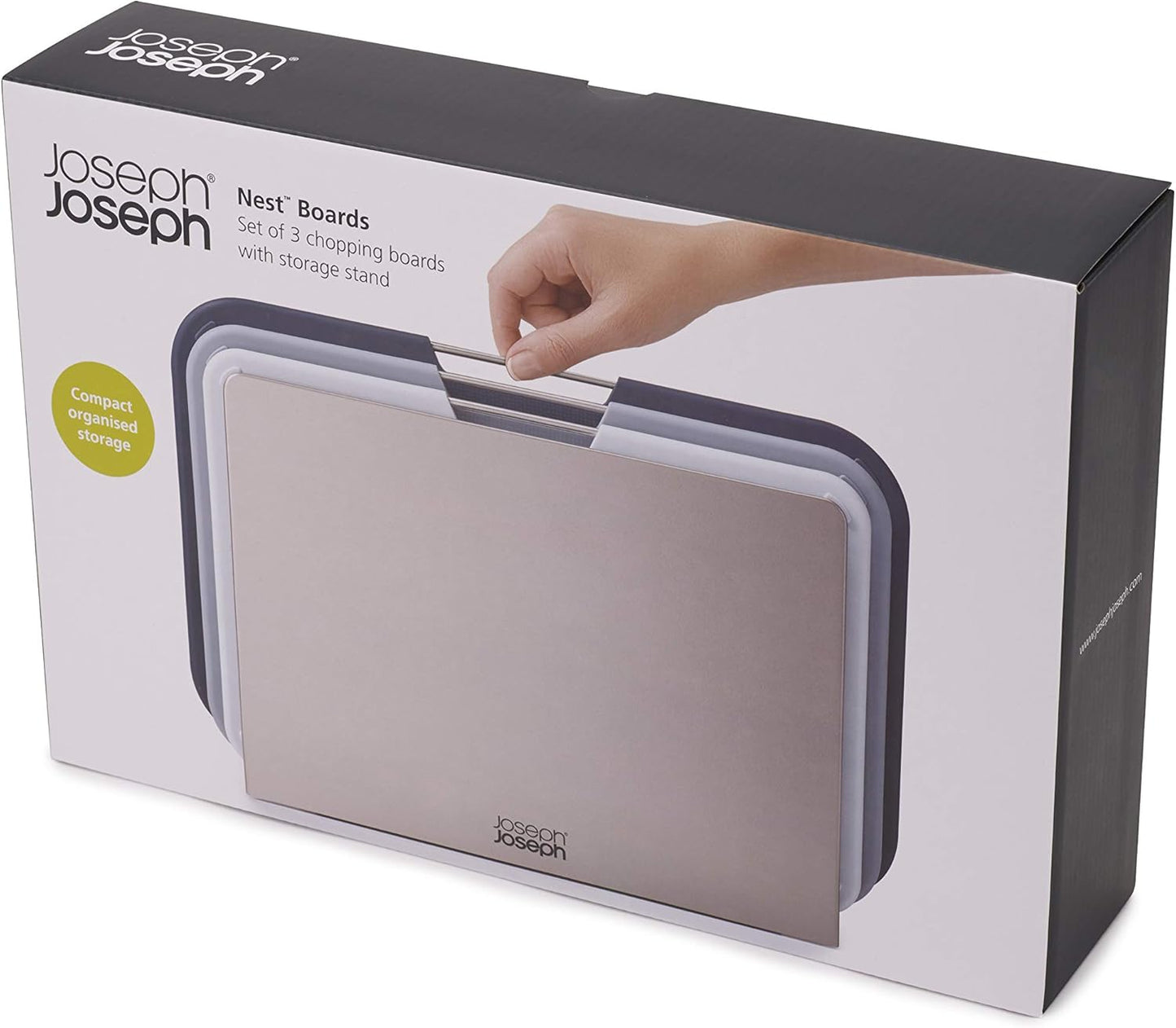 Joseph Joseph Nest 3 Piece Color Coded Cutting Board Set With Storage Stand, Regular - Grey/Blue