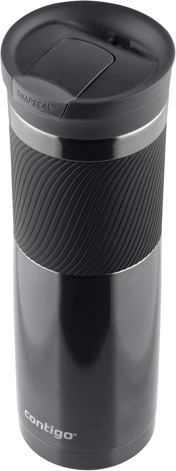 Contigo Byron Snapseal Travel Mug, Stainless Steel Thermal mug, vacuum flask, leakproof tumbler, coffee mug with BPA free Easy-Clean Lid, 720 ml, Gunmetal