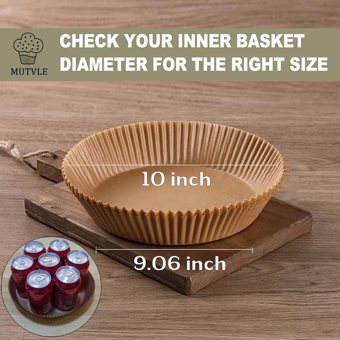 10 Inch Air Fryer Disposable Paper Liner Round, [ XXL Size] 100Pcs Parchment Paper Liners for 7QT Air Fryer, Non-stick, Food Grade Baking