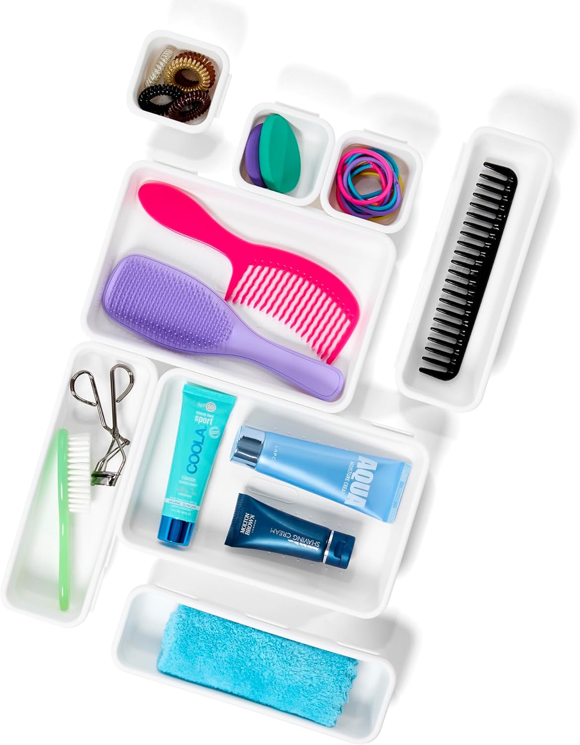 madesmart 8-Piece Interlocking Bin Pack Customizable Multi-Purpose Drawer, One Home Organization, BPA Free, White, 8 Count (Pack of 6)