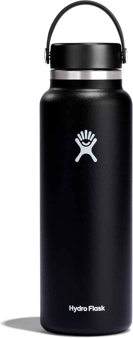 Hydro Flask Water Bottle - Insulated Stainless Steel - Wide Mouth Flex Lid, Non Spill, Leakproof and Refillable in 40 Oz