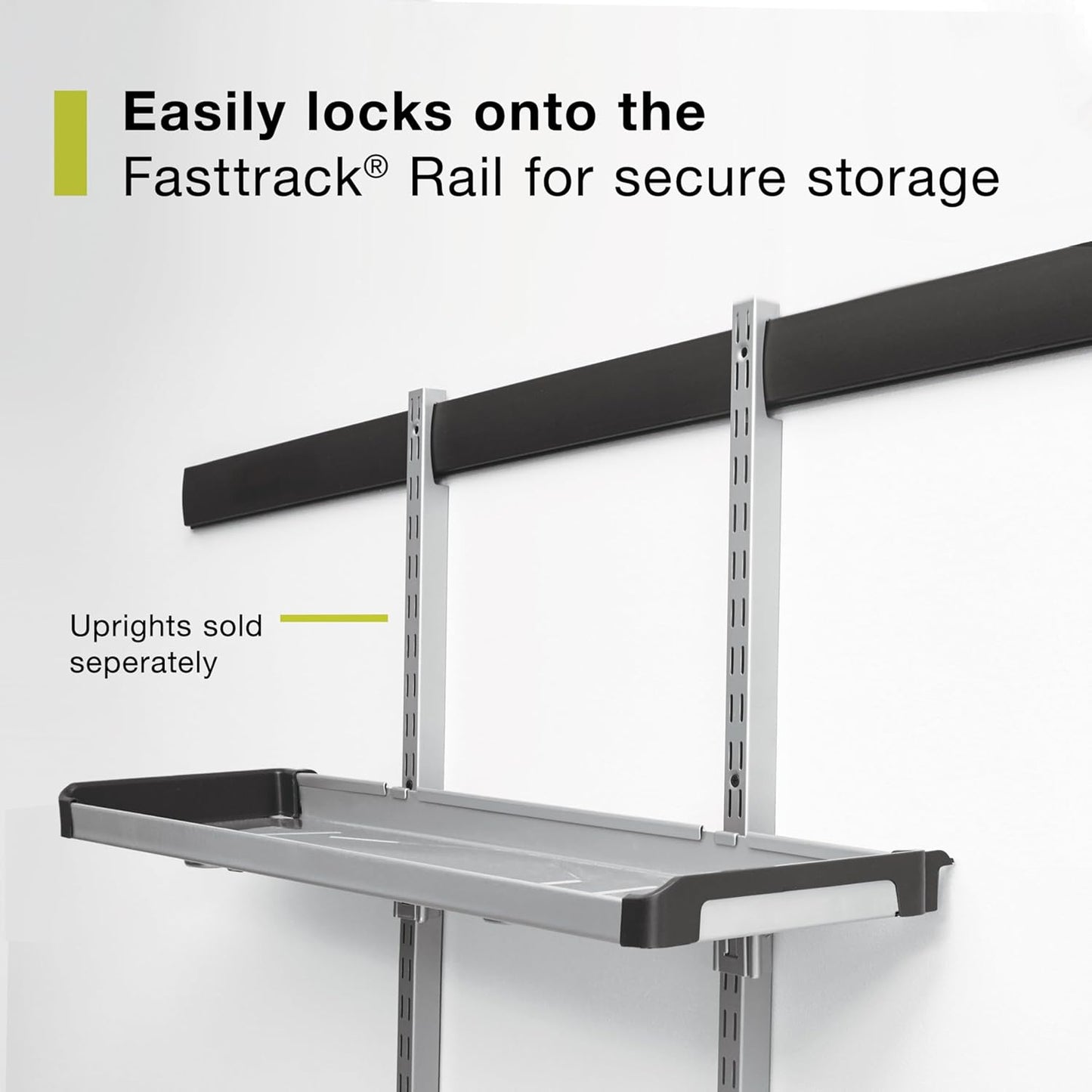 Rubbermaid FastTrack Rail Large Shelf Organization System, Holds up to 50 Pounds, Ideal for Cleaning Products/Garden Supplies/Laundry Products