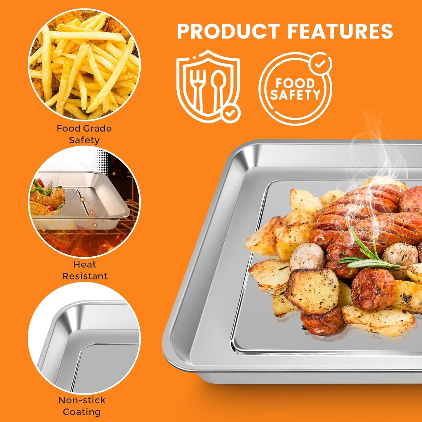 Air Fryer Baking Pan for Nuwave Bravo 12 in 1 21 Qt Air Fryer Toaster Oven, 11.2'' * 10.5'' Air Fryer Grill Pan Grill Plate Crisper Plate Rack Parts Accessories Tray, Stainless Steel