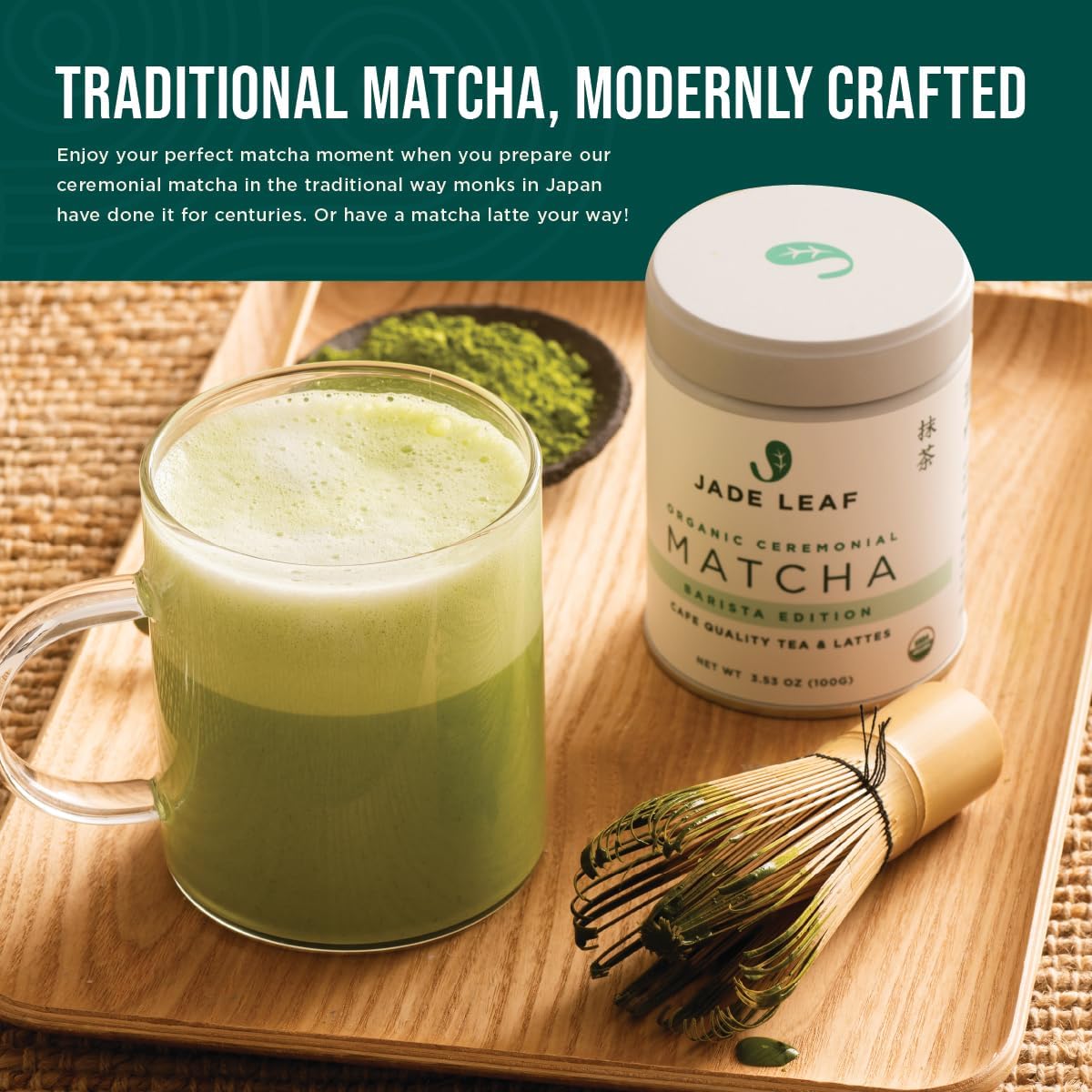 Jade Leaf Matcha - Complete Matcha Whisk Set - Ceremonial Gift Set Includes: Bamboo Matcha Whisk & Scoop, Stainless Steel Sifter, Stoneware Bowl & Whisk Holder, and Prep Guide