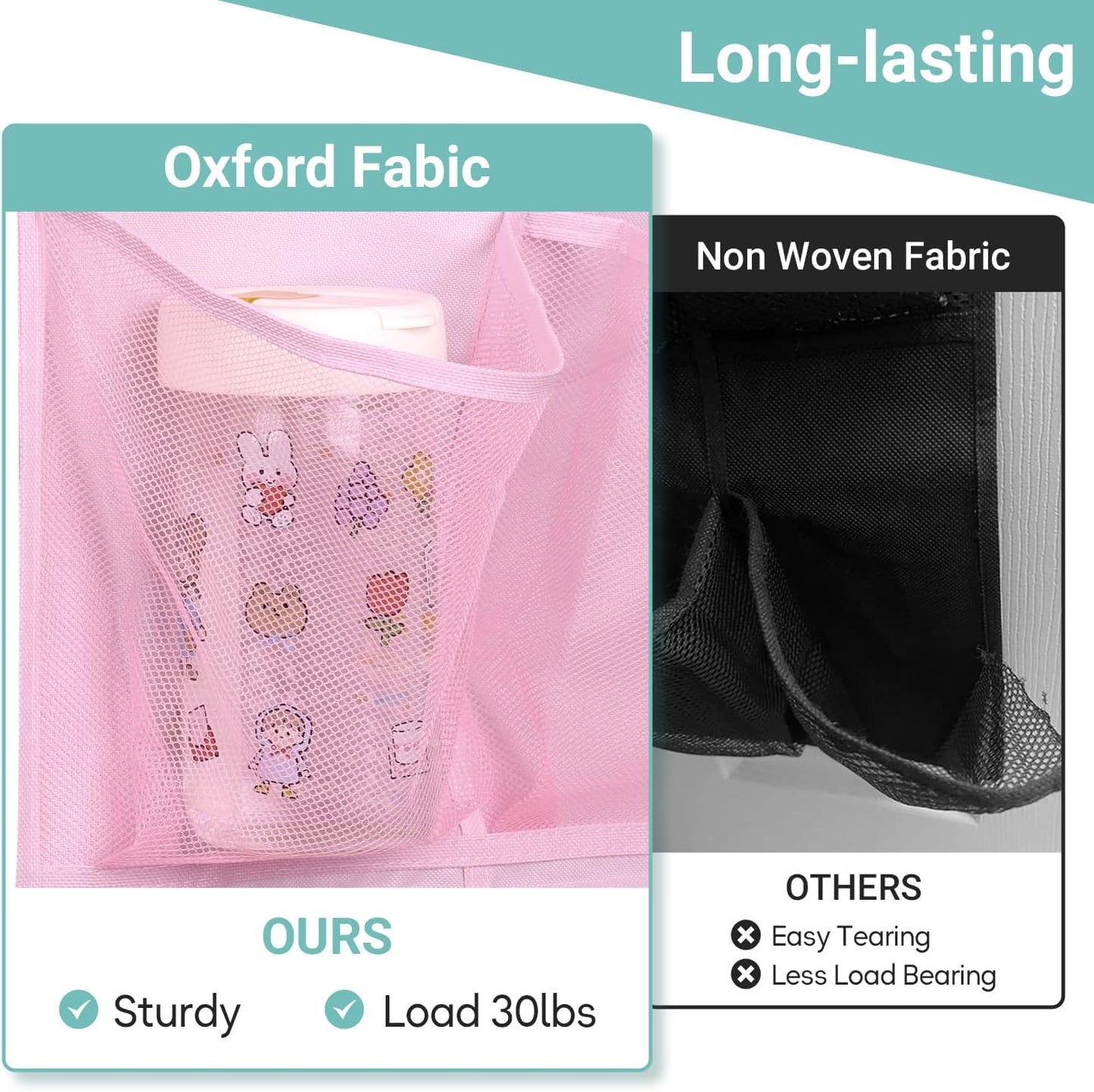 KIMBORA 2 Packs Narrow Kids Over the Door/Wall Shoe Organizer Small Baby Hanging Shoe Rack for Closet with Clear Mesh Pocket Shoe Storage for Toddler Girl Bedroom, Bathroom, RV, Pantry, Camping (Pink)