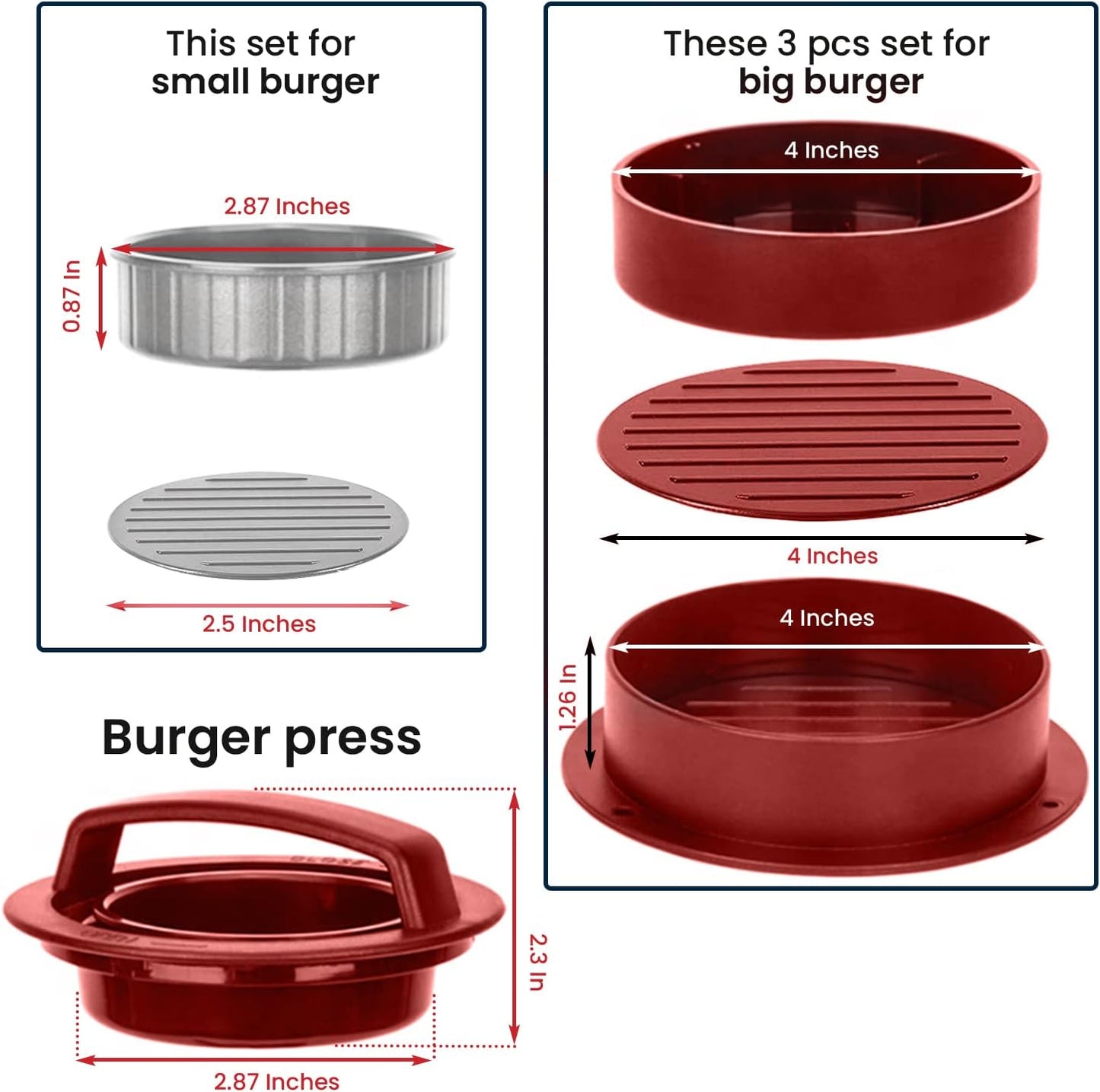 Hamburger Press Patty Maker Freezer Containers - 100 Patty Papers All In One Convenient Package, 10 Piece Set Hamburger Patty Mold, Essential Tool to Make Stuffed Burger Patty Maker, Great BBQ Gift