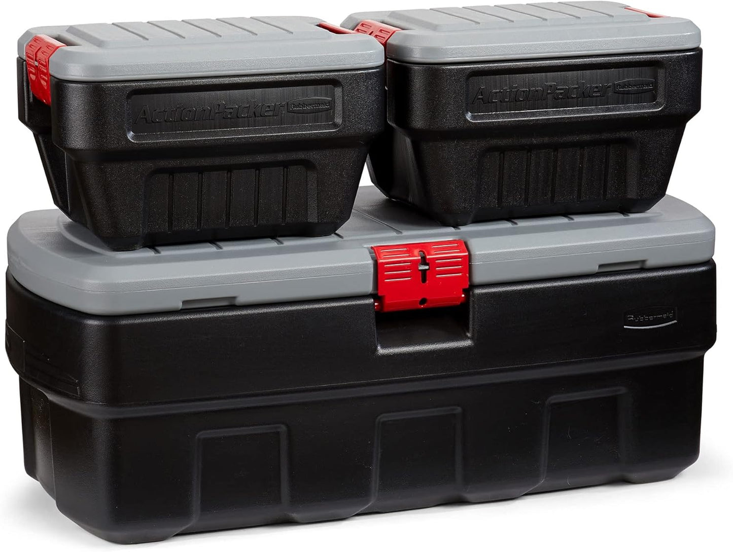 Rubbermaid ActionPacker️ 48 Gal with 8 Gal Containers Nested, Lockable Storage Bins, Industrial, Rugged Storage Container Bundle with Lids