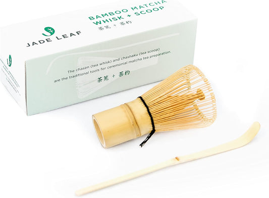 Jade Leaf Matcha - Traditional Bamboo Whisk (Chasen) + Scoop (Chashaku) - Replacement Tea Set For Frequent Green Tea Powder Preparation - Great Gift for Matcha Lovers