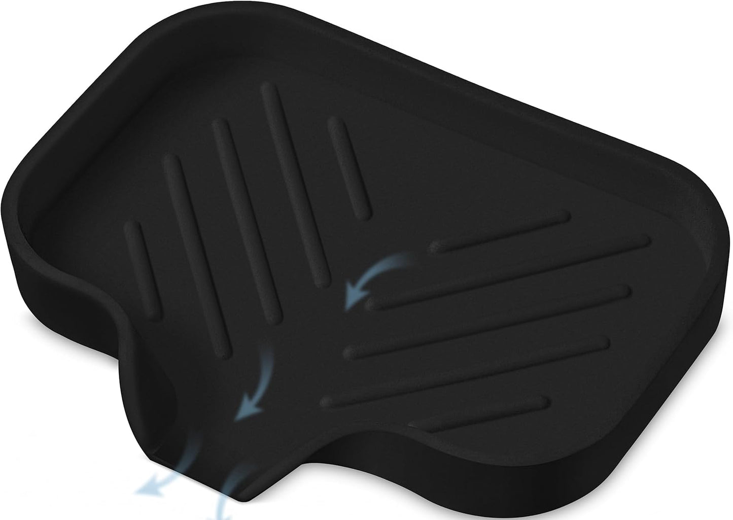 Black Silicone Soap Dish Tray, Self Draining Soap Holder for Bar Soap, Silicone Soap Tray with Drainage, Dish Soap Tray for Kitchen Counter, Plastic Free, S(4.7x3.5)